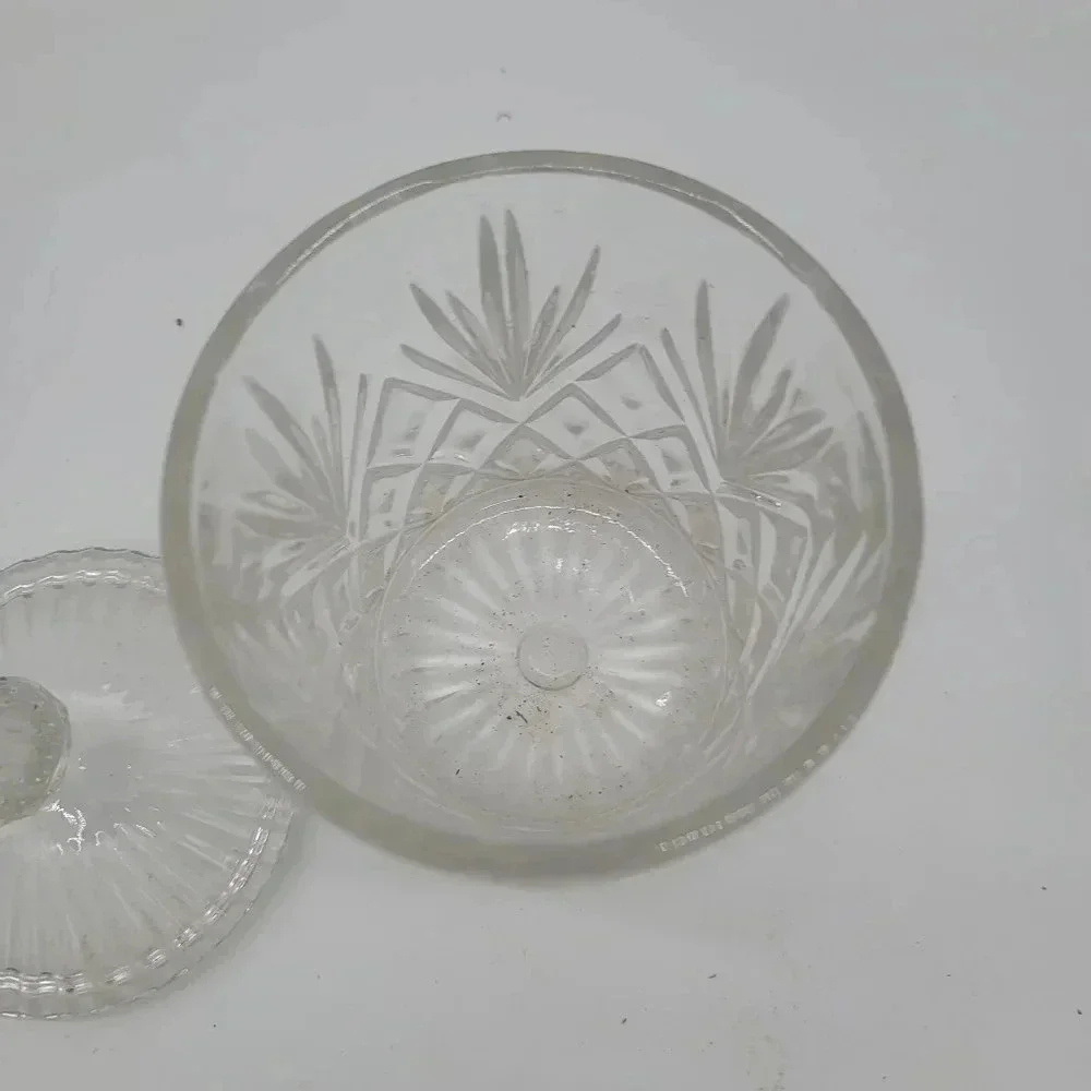 Heavy Cut Glass Crystal Biscuit Vintage Candy Jar • Beautiful Traditional Design